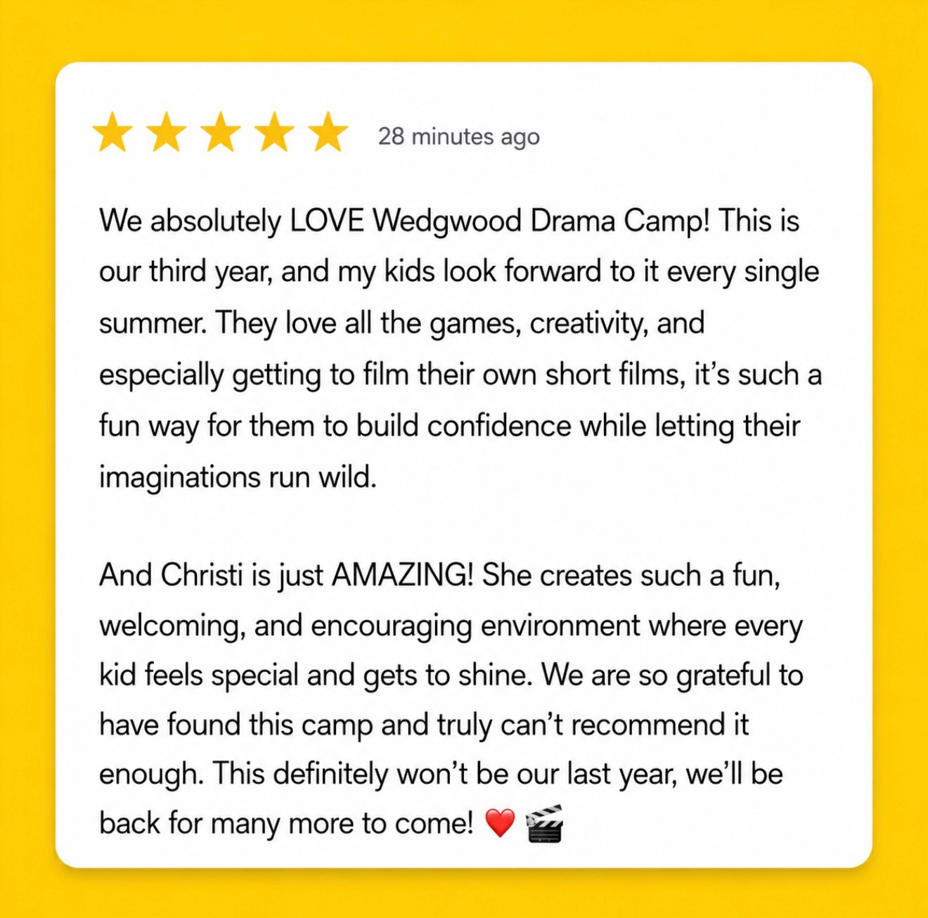 We love hearing what sticks with the kids!

Thanks trusting us with your incredible actors!